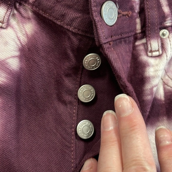 PacSun NWT Eco Raspberry Tie Dye Buttonfly High Waisted Straight Leg Jeans - Picture 8 of 15